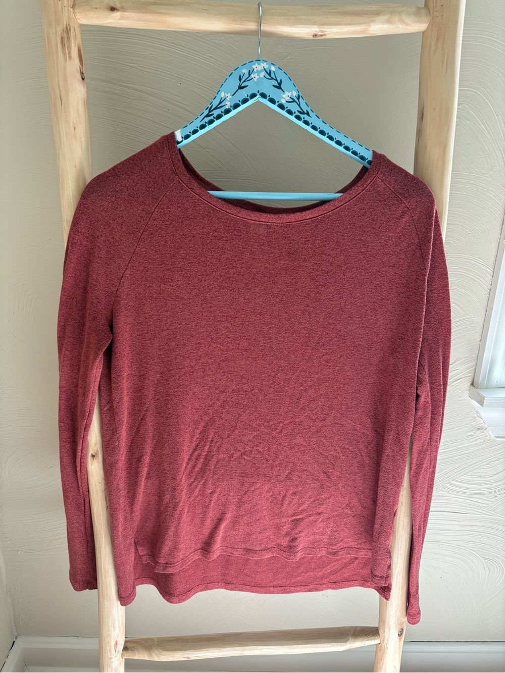 Old Navy Heathered Brick Red Crewneck Long Sleeve Top
